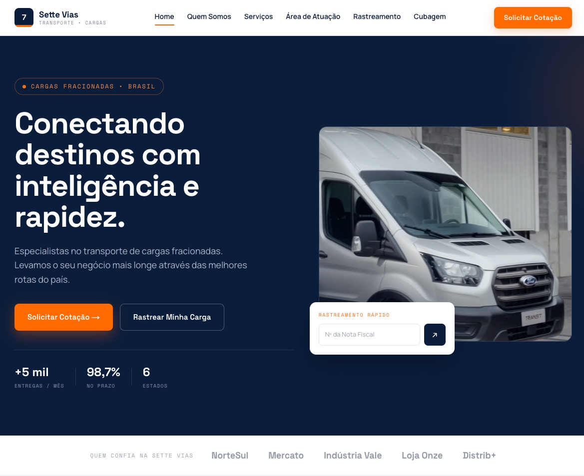 Sette Vias — site criado pela Raclavi Studio